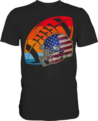 Produktbild von Retro American Football Helm T-Shirt – Black / 3XL