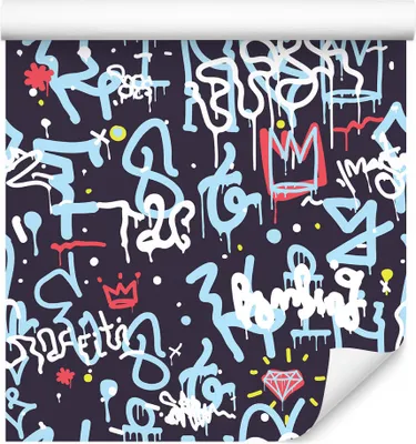 Produktbild von 10m VLIES TAPETE Rolle Kinderzimmer Graffiti Straßenkunst Diamanten XXL
