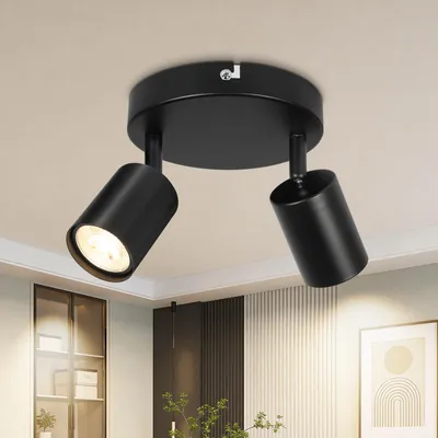 Produktbild von Dehobo Led Deckenstrahler 2 Flammig GU10 Deckenlampe Schwarz für Küche