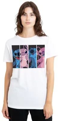 Image de Disney, T-shirt pour femme, motif Lilo, Stitch et ange Stitch, couleur blanche, taille M