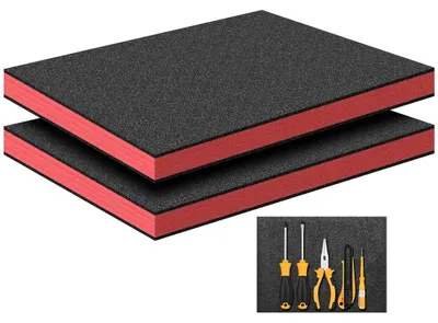 Schaumstoff Zuschnitt 40x30x5 cm, 2 Stück, schwarz/rot