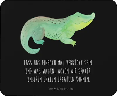 Produktbild von Mr. & Mrs. Panda Mouse Pad Krokodil - Schwarz - Geschenk, Abenteuerlust, computer mauspad, Beste Freundin, Mousepad, pc, Lieblingsmensch, laptop, Krokodile, Meer