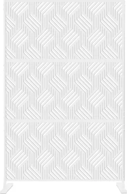 Immagine prodotto di Pannello frangivista in acciaio verniciato e zincato per interni ed esterni – robusto divisorio modulare dal design moderno e permeabile all'aria, ideale per giardini, terrazze, balconi e locali commerciali – Bianco/Struttura