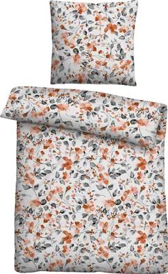 Produktbild von Traumhaft schlafen - Castell - Markenbettwäsche Mikrofaser Bettwäsche 0561124 FLORAL color: terra, size: 1x 135x200 cm + 1x 80x80 cm
