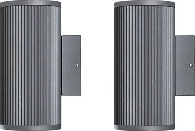 Produktbild von 2er SET Außenwandleuchten Grau, Uplight Downlight Fassadenbeleuchtung Hauswand