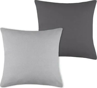Obrázek produktu pro STOF | Polštáře na pohovku - Dekorační polštáře - DUO - 50x50 cm - Světle šedá a tmavě šedá - Dvoubarevný povlak na polštář - Vysoce kvalitní bavlna - 1 kus
