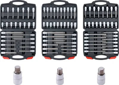 Produktbild von KRAFTMANN 5186 3 Bit-Einsatz-Sets: Innenvielzahn, Innensechskant, T-Profil, 12,5 (1/2), 88-tlg.