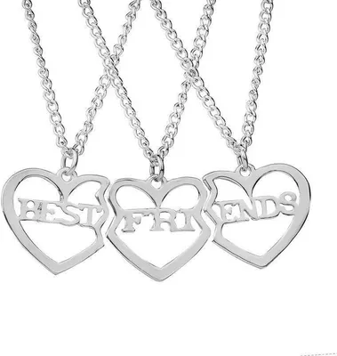 Obrázok produktu pre Náhrdelník Bixorp Friends BFF pre 3 so striebornými srdiečkami - Najlepší priatelia - Náhrdelník priateľstva Dievčatá - Náhrdelník najlepších priateľov Darček pre priateľstvo pre dvoch