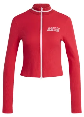 Produktbild von adidas Damen Seasonal Essentials Racing Full-Zip Cardigan Sweatshirt, Pure Ruby/