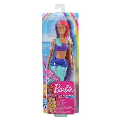 Zdjęcie produktu dla Mattel GJK09 Barbie Dreamtopia lalka syrenka, różowo-fioletowe włosy, z niebieską tiarą, ok. 30 cm wysokości