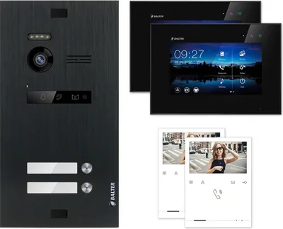 Produktbild von BALTER EVO Video Türsprechanlage Schwarz Set 2-Draht Quick + 7" LCD-Monitor für 2 Familienhaus