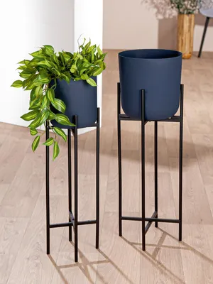 Produktbild von Gilde 2er Set, Übertopf, "Leila", Eisen, nachtblau, VE 1, H. 80 cm, D. 28 cm 58014 4063387580141