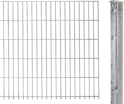 Produktbild von Doppelstabmattenzaun als Zaun-Komplettset | verschiedene Längen und Höhen | feuerverzinkt | Höhe 83 cm | Länge 2,5 m