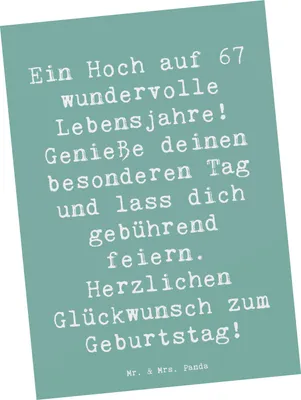 Produktbild von Mr. & Mrs. Panda Postkarte Spruch 67. Geburtstag - Meeresbrise - Geschenk, Weisheiten, Herzlichen Glückwunsch, Happy Birthday, Ansichtskarte, Geburtstagsfreude, bildkarte