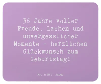 Produktbild von Mr. & Mrs. Panda Mousepad Spruch 36. Geburtstag - Lavendeltraum - Geschenk, Happy Birthday, unvergessliche Momente, Alter, Geburtstagsfeier, pc mauspad, Mouse Pad, laptop