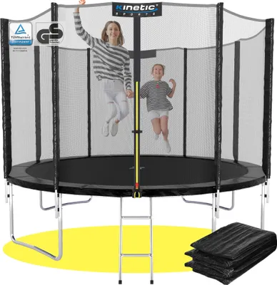 Produktbild von KINETIC SPORTS Trampolin Outdoor 'Salto Plus' Ø 244 cm – TÜV Rheinland geprüft, Komplett-Set für Kinder – bis 120 kg, Schwarz