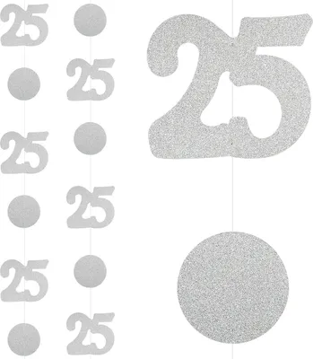 Produktbild von Oblique Unique Deckenhänger Girlande 25. Geburtstag Jubiläum Silberhochzeit Hänge Deko - silber