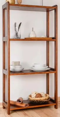 Produktbild von Regal Kiefer massiv Vollholz Nussfarben Junco 56C - 125 x 60 x 30 cm (H x B x T)