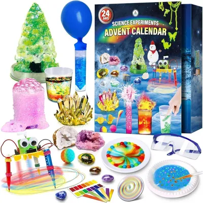 Produktbild von Experimente Adventskalender 2026 für Kinder mit 24 Experimentierkästen und Kristallen