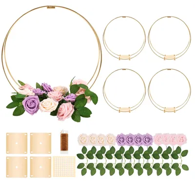Metall-Doppel-Blumenreifen-Set, 4 Stück, 35,5 cm, Gold