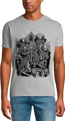 Produktbild von Herren Grafik T-Shirt Amerikanischer Steampunk - gruseliger Horror – American Steampunk - Scary Horror – Öko-Verantwortlich Vintage Jahrgang Kurzarm