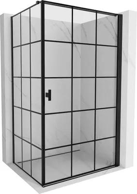 Produktbild von Mexen Mist-B Duschkabine rechts öffnend 70 x 100 cm, schwarzes Gitter, schwarz - 8A2T-070-100-70-77-P