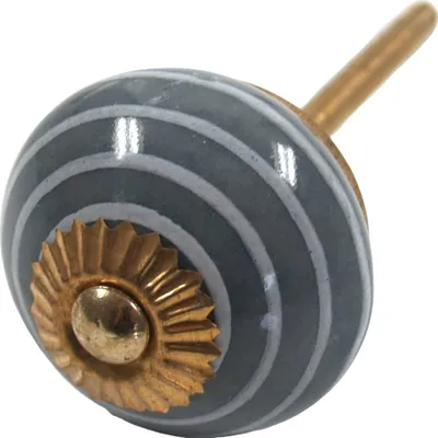 Produktbild von Kleiner Keramik Möbelknopf, Möbelknauf Möbelgriff, Schranktürknöpfe, Möbelknöpfe, Schubladengriff - Modell 24, Grau, 3*3*6,5 cm, Möbelknöpfe