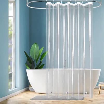Produktbild von Duschvorhang 120x200 Transparent Wasserdicht Schmal Anti Schimmel mit Magneten und Metallösen