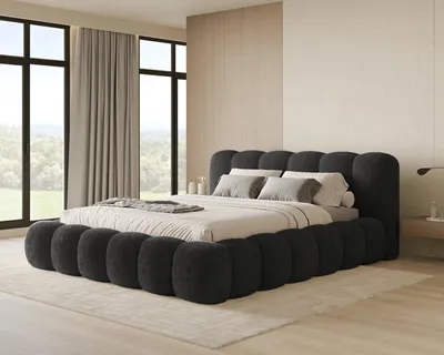 Produktbild von Chilly Möbel Design Bett Stone - Polsterbett mit Bettkasten, Lattenrost und Kopfteil 180x200 cm / Metallrahmen / Corto / Schwarz