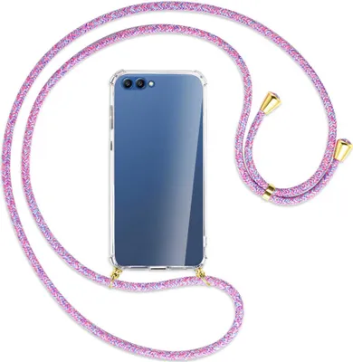 Produktbild von Handykette Backcover-Schutzhülle mit Band (Metall goldfarben) für Honor 10 - lila/rosa/blau