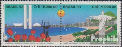 Produktbild von Briefmarken Brasilien 1993 Mi 2532-2533 Paar (kompl.Ausg.) postfrisch Zusammenschluß Hauptstädte