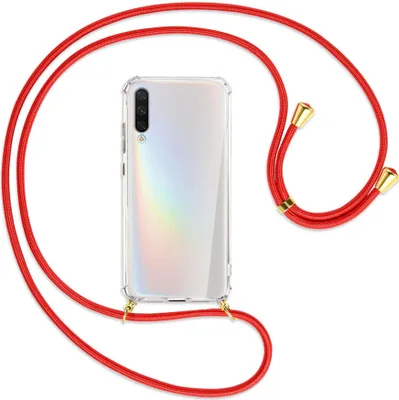 Produktbild von Handykette Backcover-Schutzhülle mit Band (Metall goldfarben) für Xiaomi Mi A3 / Mi CC9e - rot