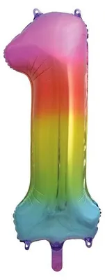Produktbild von Folienballon Zahl 1 bunt regenbogen