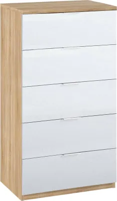 Immagine prodotto di Dmora Cassettiera Armenia 40x60x110h cm Marrone Rovere, 5 Cassetti Apertura Scorrevole