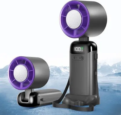 Zdjęcie produktu dla Przenośny mini-wentylator, ręczny wentylator USB z 5 prędkościami i wyświetlaczem LED, idealny do domu, biura, sypialni i w podróży, kolor szary