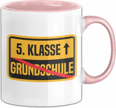 Produktbild von Grundschule 5. Klasse Weiterführende Schule Tasse Geschenk Jungs Mädchen (Rosa)