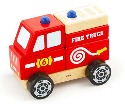 Image de Viga 50203 Voiture de pompiers pour enfants en bois