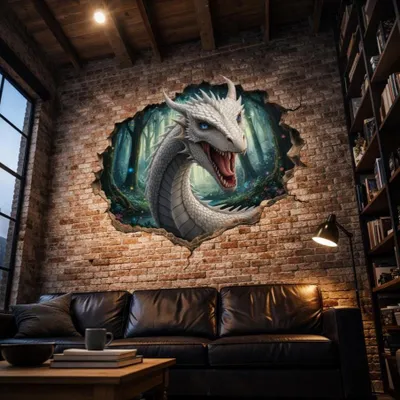 Immagine prodotto di Decords, adesivo da parete a forma di drago bianco con effetto tridimensionale, 40 cm