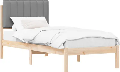 Produktbild von Bettgestell mit gepolstertem Kopfteil Hellgrau 75 x 190 cm