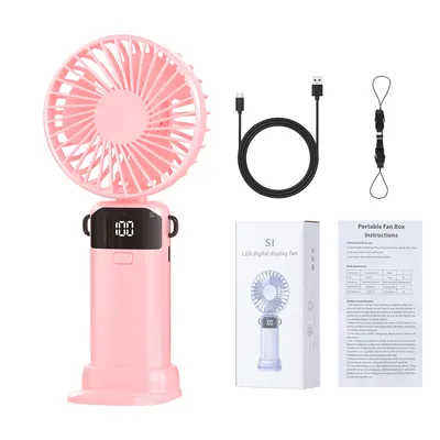 Produktbild von Mini Handventilator Leise Tragbarer Fan Lüfter USB Ventilator mit Akku Rosa