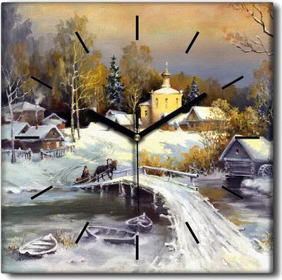 Produktbild von Coloray Uhr auf Leinwand 30x30 cm Wand Uhr Dekoration Wohnzimmer Segeltuch schwarze Hände -Stadtbrückenlandschaft.