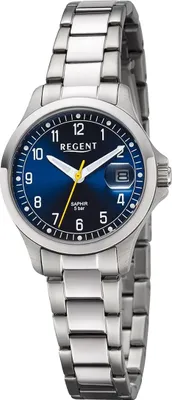 Produktbild von Regent Metall Damen Uhr Armbanduhr Quarz silber Metallarmband D2URBA787