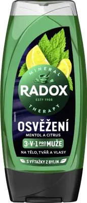 Immagine prodotto di Gel doccia rinfrescante Mentolo e agrumi 3 in 1 per uomo 225 - Radox