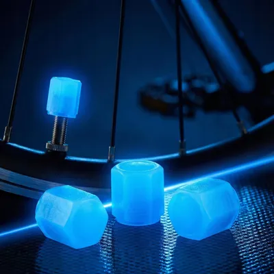 Productafbeelding van Reflecterende ventielkapjes voor fietsbanden – blauw (4 stuks)