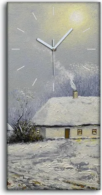 Produktbild von Küchenuhr Bürouhr Leinwand Uhr 30x60 Gemälde Winterlandschaft Hütten Bäume Kunst - weiße Hände