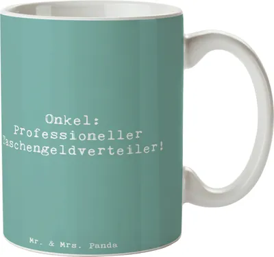 Produktbild von Mr. & Mrs. Panda Pott Spruch Onkel Taschengeld - Meeresbrise - Geschenk, Kaffeetasse, Teepott, Familienangehöriger, haferl, Familienmitglied, Familie, Humor, Patenonkel