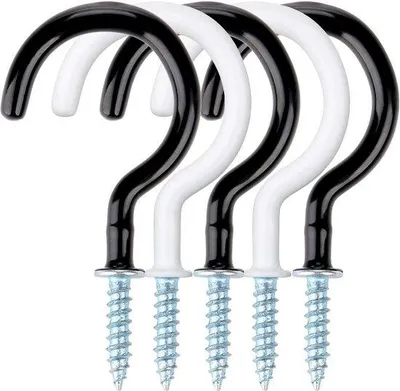 Produktbild von Famanu Haken Set J-förmig - Robustes Design, Rostbeständig, 18 Stück, Schwarz Weiß