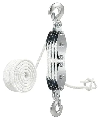 Handhebezeug mit Seil, 20 m, weiß, 2000 kg, 8-fach Flaschenzug