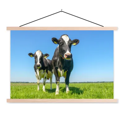 Produktbild von MuchoWow® Textilposter Kühe - Weide - Tiere - Bauernhof 60x40 cm mit holzfarbenen Rahmen - Bilder