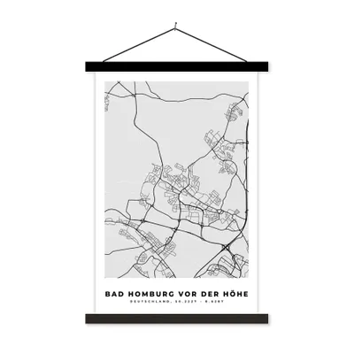 Produktbild von MuchoWow® Textilposter Bad Homburg Vor Der Höhe - Stadtplan - Deutschland - Karte 120x180 cm mit schwarzem Rahmen - Fotos